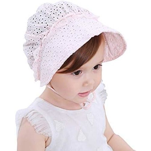 Baby Girl Toddlers Breathable Lacy Bonnet Eyelet Cotton Adjustable Sun Protection Hat