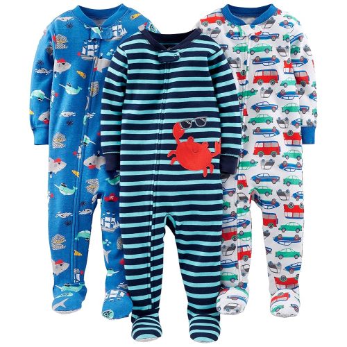Simple Joys by Carter's baby-boys 3-pack Snug Fit Footed Cotton Pajamas