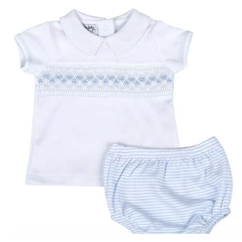 Logan Smocked Diaper Set Blue – Children's Edit