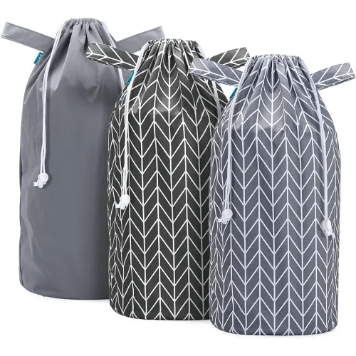 Teamoy Pail Liner for Cloth Diaper(Pack of 3), Reusable Diaper Pail Wet Bag with Drawstring, Fits for Dekor, Ubbi Diaper Pails, Gray +Gray Arrows +Black Arrows