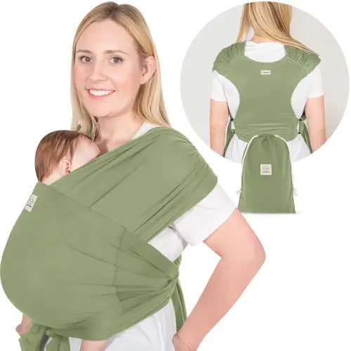 KeaBabies Baby Wrap Carrier Ring Sling - Easy To Wear, Adjustable D-Lite Baby Carrier Newborn to Toddler, Infant Carrying Shirt, Hands Free Bonding, Breathable Fabric Wearing Wrap (Dusty Olive)