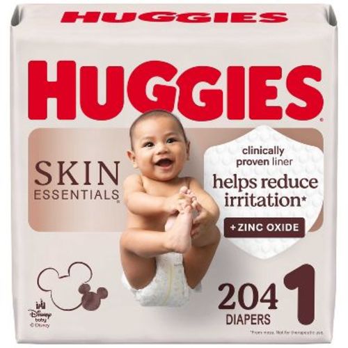 Huggies Skin Essentials Dermatologist Approved Diapers - Size 1 - 204ct