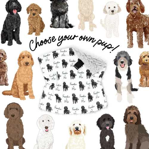 Lovey: Personalized Black Goldendoodle. Dog and Me Baby Gift. Names. Dogs. Puppies. Dog Owner New Parent Gift. Custom Dog Gift. Dog Nursery.