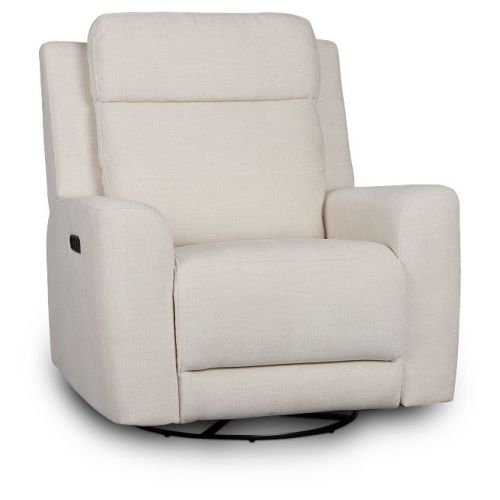 Dean White Fabric Power Swivel Glider Recliner