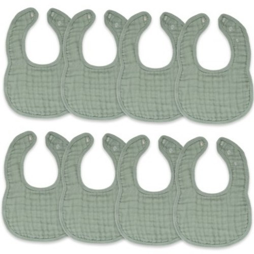 Muslin Cotton Baby Bibs, 8 Pack, Adjustable Size with Easy Snaps, Soft and Super Absorbent, Washable and Reusable By Comfy Cubs, Color: Fern - Out of Stock