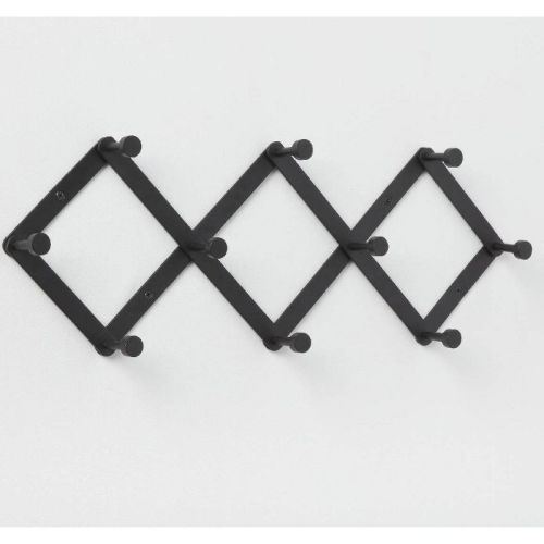Accordian 10 Hooks Rail Matte Black - Brightroom™: Wall Mounted Aluminum Hat & Coat Rack, Powder-Coated Finish