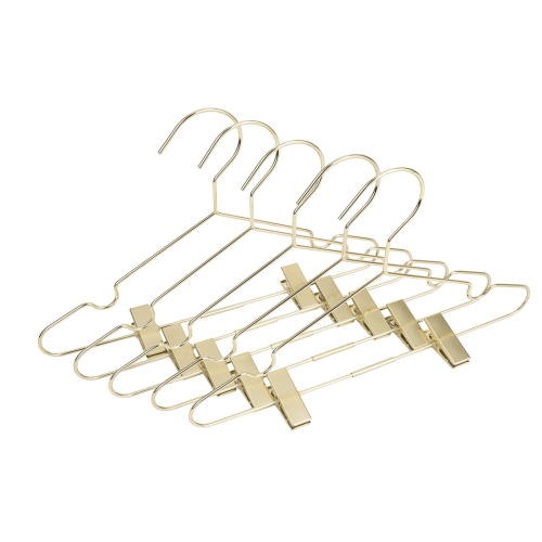 Koobay Metal Pants Hangers,12.5 Heavy Duty Skirt Slack Hangers, Gold Metal  Trousers Hangers with 2 Adjustable Non Slip Clips, Shirts Coat Hangers