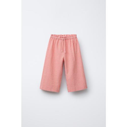 GINGHAM PANTS - Red / Orange | ZARA United States