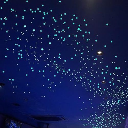 Glow in The Dark Stars Decals Decor for Ceiling 633 Pcs Realistic 3D Stickers Starry Sky Shining Decoration Perfect for Kids Bedroom Bedding Room Gifts