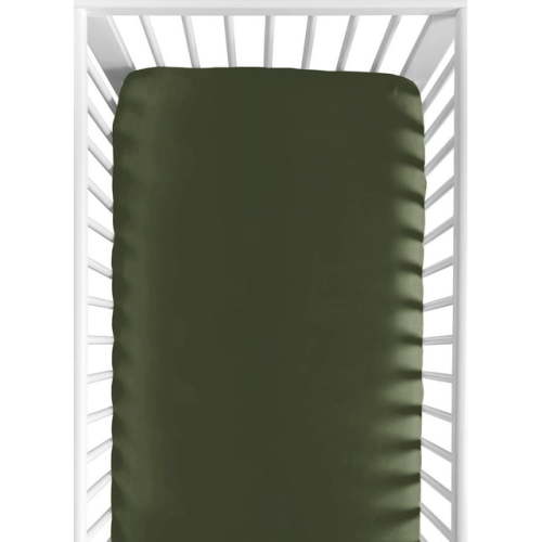 Sweet Jojo Designs Solid Dark Green Baby or Toddler Fitted Crib Sheet for Woodland Camo Collection