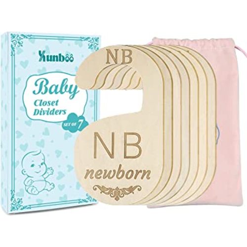 Wooden Baby Closet Divider Double Side and Thicken Baby Closet Organizers Set of 7 Baby Clothes Organizer, Gift Wrapped