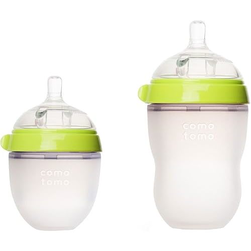 Comotomo - Natural-Feel Baby Bottles - 8oz Bottle + 5oz Bottle Pack - Green