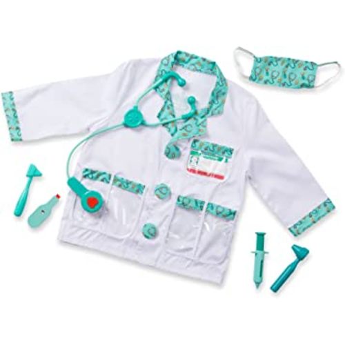 Melissa & Doug Doctor Role Play Dress-Up Set (7 pcs) - Pretend Play Costume And Kit With Stethoscope For Kids