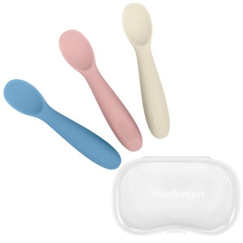 Weesprout Baby Spoons For Self Feeding 6 Months +, 3 Pack + Carrying Case