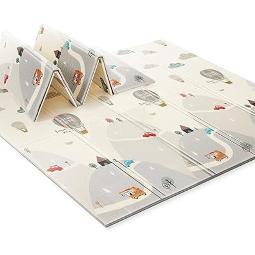 UANLAUO Foldable Baby Play Mat, Extra Large Waterproof Activity Playmats for Babies,Toddlers, Infants, Play & Tummy Time, Foam Baby Mat for Floor with Travel Bag (Balloon(79x71x0.6inch))