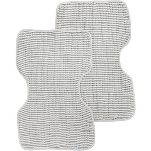 Little Unicorn 2 Pack Cotton Muslin Burp Cloths | 100% Cotton | Multi-Layer | Ultra Absorbent & Soft | Reversible | Large 21 x14 (Grey Stripe)