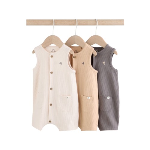 3-Pack Rib Cotton Rompers (9-12 month)