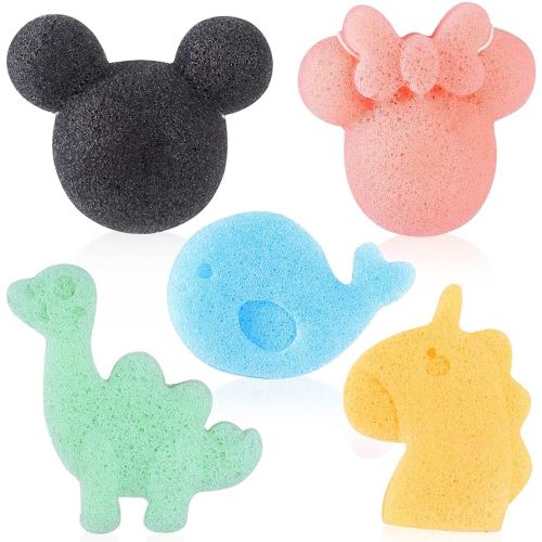 Konjac Baby Bath Sponge for Bathing, Classic Shapes Natural Bath Sponges for Infants, Toddler, Newborns, Natural and Safe Plant-Based Konjac Baby Bath Accessories, 5PCS (Set-1)