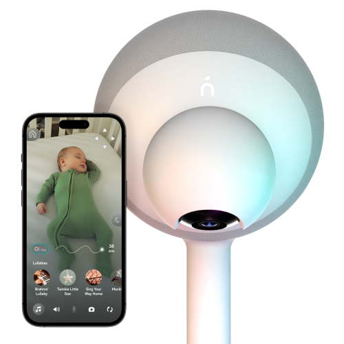 Nanobebe Smart Baby Monitor, Sensor-Free Breathing Motion Detection, HD Night Vision, Two-Way Talk, Sound Machine, Remote Pan, In-App Activity Log
