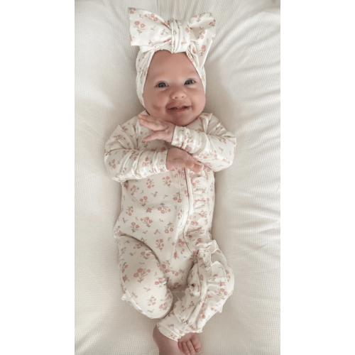 Frill Zip Romper | Paisley Peony – Little and Fern