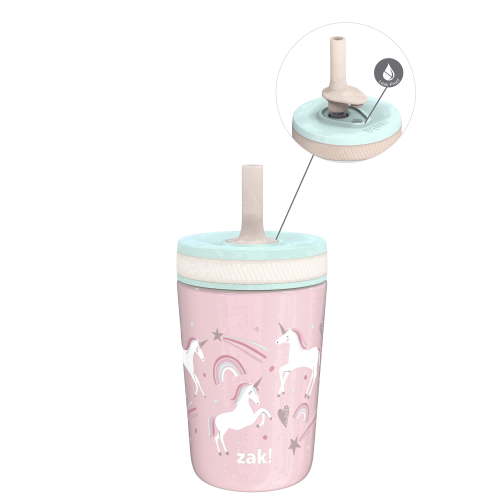 Zak Designs 12oz Vacuum Insulated Stainless Steel Sippy Cup with Spill-Resistant Straw for Kids