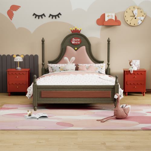 2 Drawers Nightstand Curved Design Cloud Bedside Table