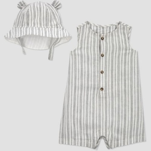 Carter's Just One You® Baby Boys' Striped Bear Jumpsuit with Hat - Green/White, Size: 3M