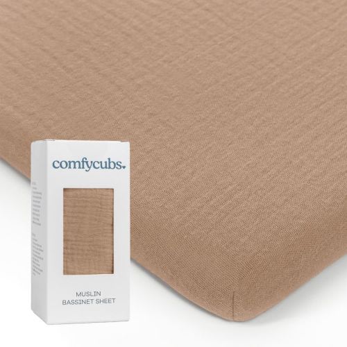 Muslin Fitted Bassinet Crib Sheet, Extra Soft 100% Muslin Cotton Bassinet Sheets by Comfy Cubs, Color: Cedar