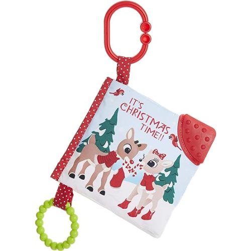 KIDS PREFERRED Rudolph The Red-Nosed Reindeer On The Go Teether Book, Soft Crinkle, Mirror, Christmas Holiday Toy, Boys & Girls 0 and up, 5 Inches