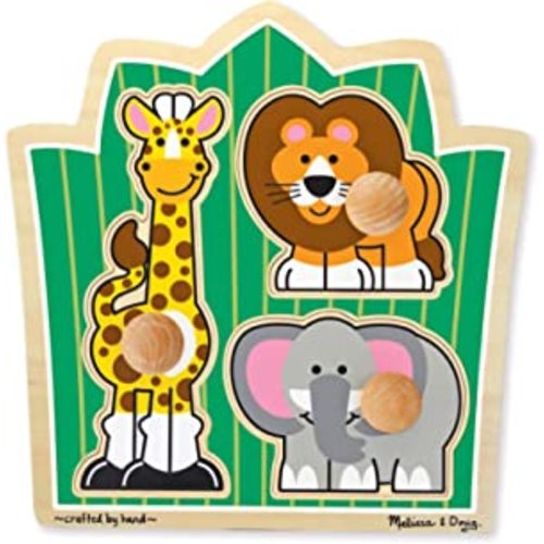 Amazon.com: Melissa & Doug Jungle Friends Safari Animals Jumbo Knob Wooden Puzzle - Wooden Peg Chunky Baby Puzzle, Preschool Learning Puzzle, Wooden Puzzle Board For Toddlers Ages 1+ : Melissa & Doug: Toys & Games