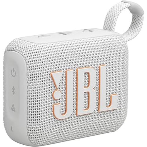 JBL Go 4 - Ultra-Portable, Waterproof and Dustproof Bluetooth Speaker, Big Pro Sound with Punchy bass, 7-Hour Built-in Battery, Made in Part with Recycled Materials (White)