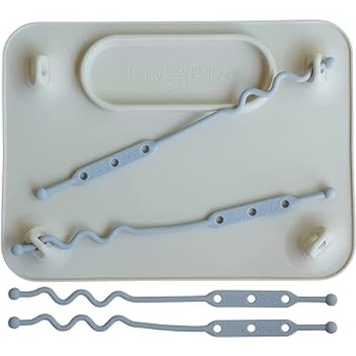 BUSY BABY Silicone Mat - Suction Cups, 4 Straps to Secure Baby Essentials, Self Feeding, Baby Led Weaning, Travel Sleeve Included (Tan)