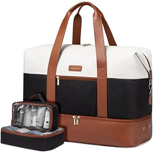 LOVEVOOK Weekender Bag, Large Travel Duffel Bag for Women with 2 Packing Cubes, Carry on Overnight Bag with Shoe Compartment, Mom Hospital Bags for Labor and Delivery