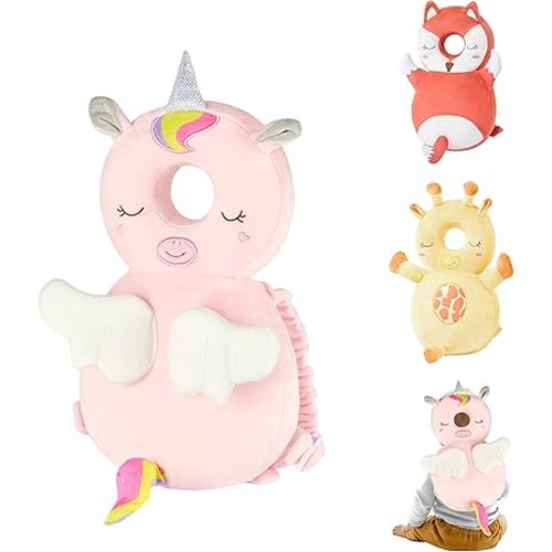 Baby Head Back Protector Backpack Toddler Safety Protector Cushion Pad Soft, Adjustable and Lightweight Design for Safe Walking and Crawling Toddlers Girls and Boys(Unicorn)