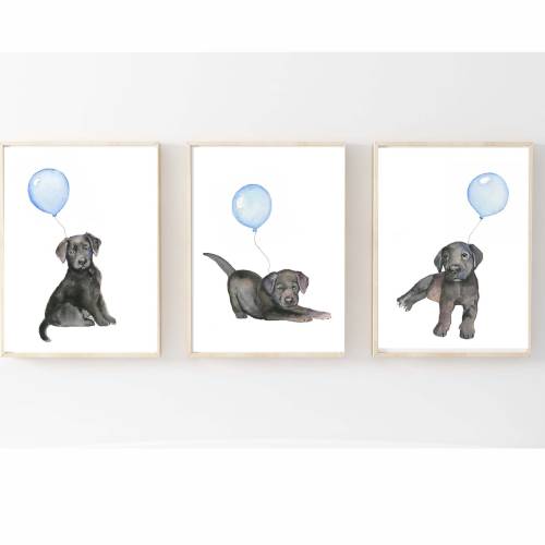 black Labrador retriever watercolor prints, black lab art, gifts black lab lovers, dog baby decor, dog nursery art, black lab puppies