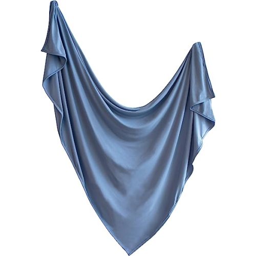 mushie Stretchy Baby Swaddle Blanket | Extra Soft & Snug Fit | 47"x47" (Tradewinds)