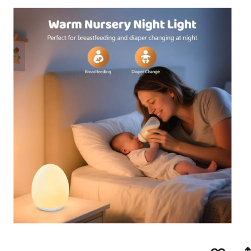 MediAcous Night Light for Kids, Baby Egg Light for Nursery, 7 Colors Changing & Stepless Dimming, Soft Silicone Touch Night Lamp with 1 Hour Timer, Rechargeable Nursery Night for Breastfeeding