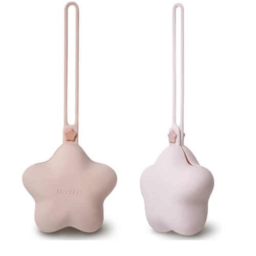 Moonkie Silicone Pacifier Holder Case, Cute Portable Pacifier Storage Case, 2 Pack