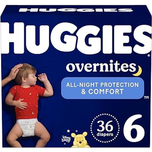 Huggies Size 6 Overnites Baby Diapers: Overnight Diapers, Size 6 (35+ lbs), 36 Ct