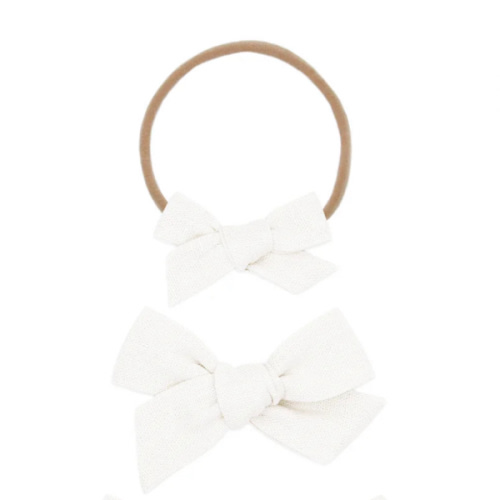Linen Bow - White Headband