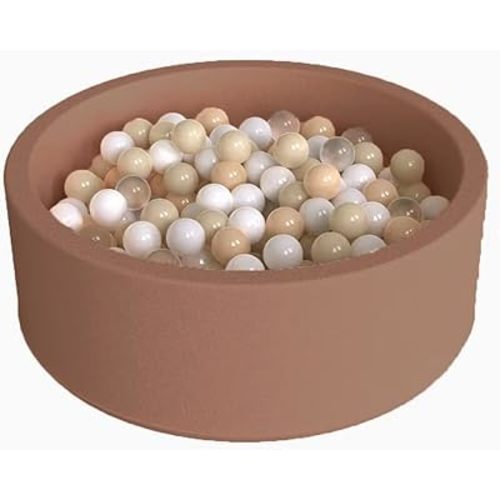 Wonder Space Deluxe Kids Round Ball Pit, Premium Handmade Kiddie Balls Pool, Soft Indoor Outdoor Nursery Baby Playpen, Ideal Gift Play Toy for Children Toddler Infant Boys and Girls (Brown)