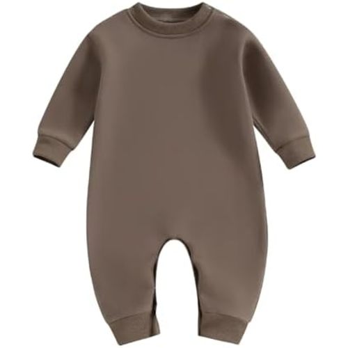 Newborn Baby Boy Girl Fleece Romper Jumpsuit Solid Color Long Sleeve Thick Sweater Onesie Warm Winter Outfit Clothes
