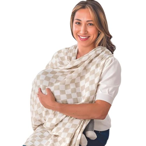 Itzy Ritzy Breastfeeding Boss Multi-Use Cover – A Nursing Cover, Swaddle, Car Seat Cover, Tummy Time Mat & Burp Cloth All in One – Made of Soft Muslin Fabric & Measures 47” x 47” (Checkerboard)