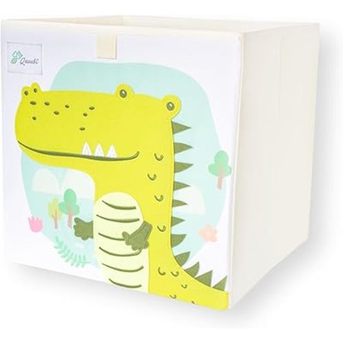 Crocodile Storage Cube- Organizer for Nursery, Playroom, Bedroom, Closet. Foldable Box 13x13x13 inches. Children's Toy Box, Diaper Caddy, Clothing Basket, Book Bin, Baby Essentials & Kids Gift