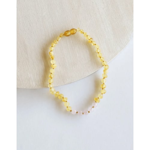 Canyonleaf Kids Raw Honey Amber and Rose Quartz Necklace – The Natural Baby Company