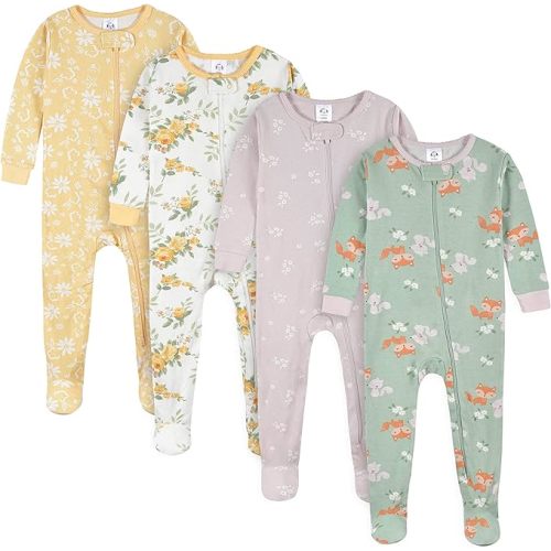 Gerber Baby-Girls 4-Pack Footed Pajamas
