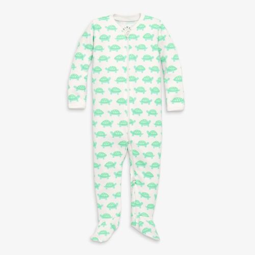 Primary Baby Organic Zip Footie in Banana Giraffes Size 6-9 Months