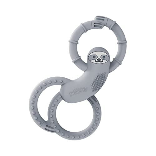 Dr. Brown's Flexees Gray Sloth, Soft 100% Silicone Baby Teether, BPA Free, 3m+