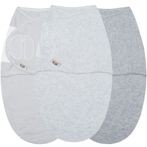 BlueSnaill Adjustable Baby Cotton Swaddle, Ultra Soft Newborn Cozy Receiving Blanket (3 Pack,0-3 Month) (Grey)