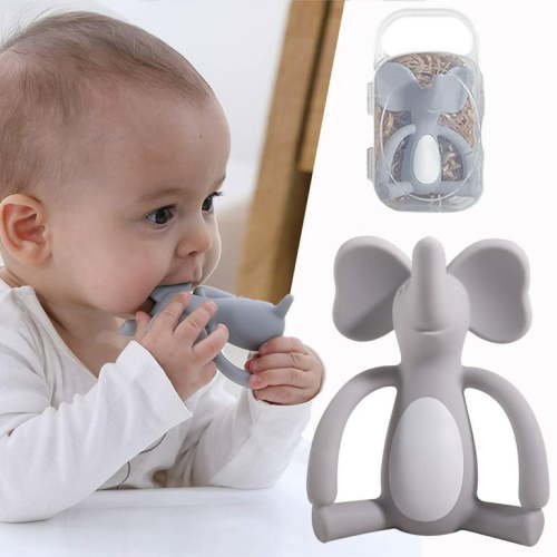 HECCEI Baby Teething Toys Frozen Pacifier Teething Chew Toy Silicone Teething Pacifier Infant Teething Relief BPA Free Safe for 3+ Months, Gray